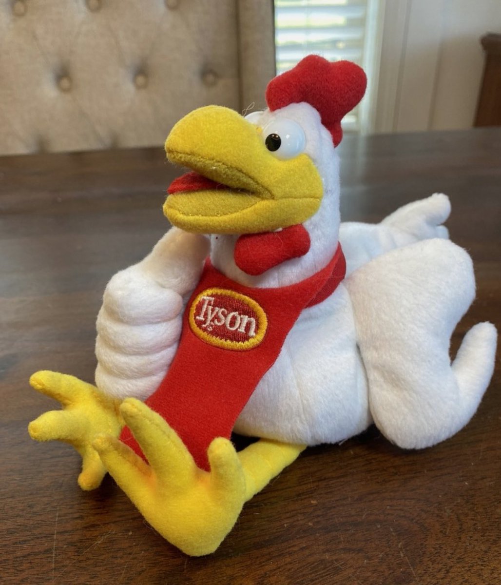 PlushieADay's tweet image. Tyson Chicken plush!
- Released and made by Tyson
- Was available as a promotional plushie was not sold in stores
- anyone would be CLUCKY to have this plushie