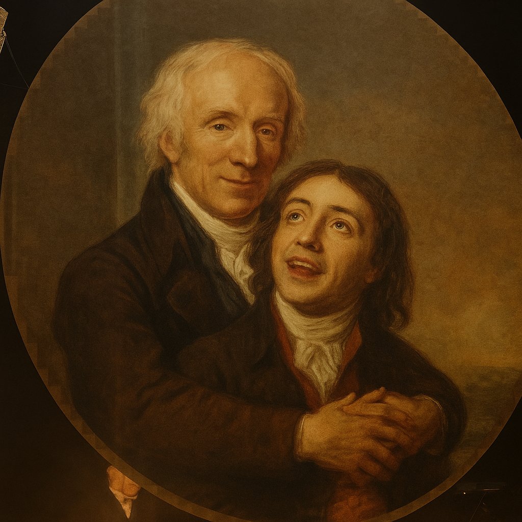 ianduhig's tweet image. Wordsworth and Coleridge at the Coldplay gig