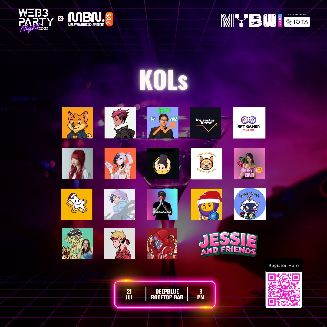 ctd_events's tweet image. ⭐️ KOL Spotlight | Web3 Party Night x Malaysia Blockchain Night 2025 🇲🇾
Web3 is built on trust and influence. Meet the KOLs helping drive discovery, energy, and community at Malaysia Blockchain Night 2025.
KOLs
@cherryonchain, @CryptoKao96, @CryptoSaiV2, @EarthDeFIRE,…