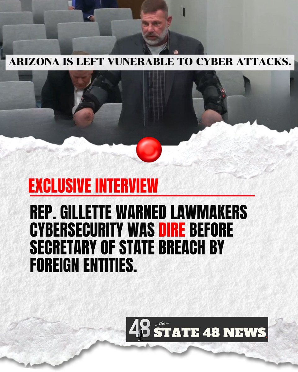 thestate48news's tweet image. 🚨Cybersecurity in Arizona is at a breaking point. After the breach at the Secretary of State’s Office, State 48 News spoke with Rep. Gillette, who warned this was coming. He authored a bill to prevent it—but lawmakers refused to fund it.
Full story—link in bio.