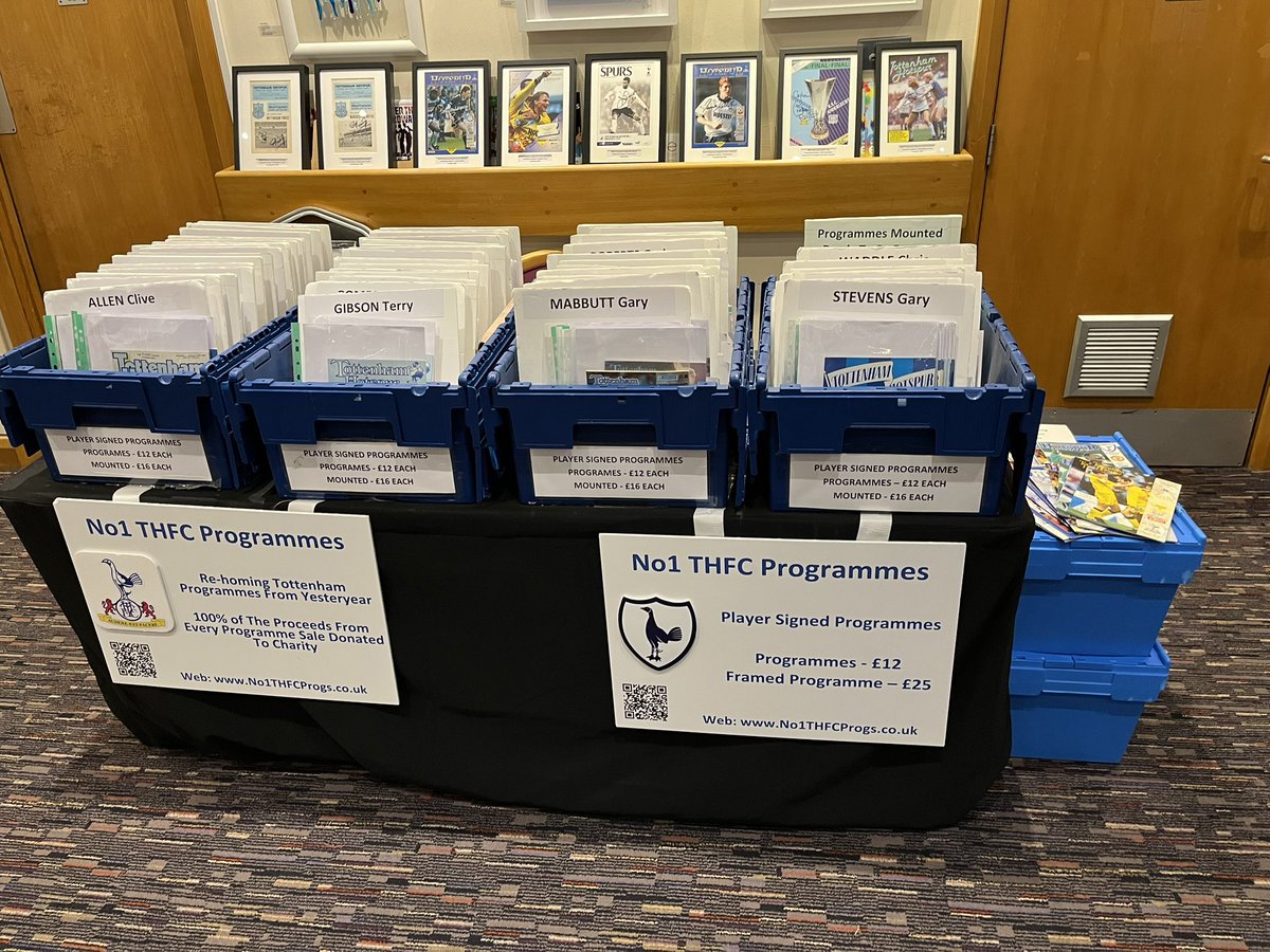 No1THFCProgs's tweet image. See some of you later today - this will be a great day. I’ll be at this event with a large selection of signed and framed Tottenham programmes to be re homed. All proceeds donated to @Legend_on_Bench @EastKentSpurs 🤞🏻weather