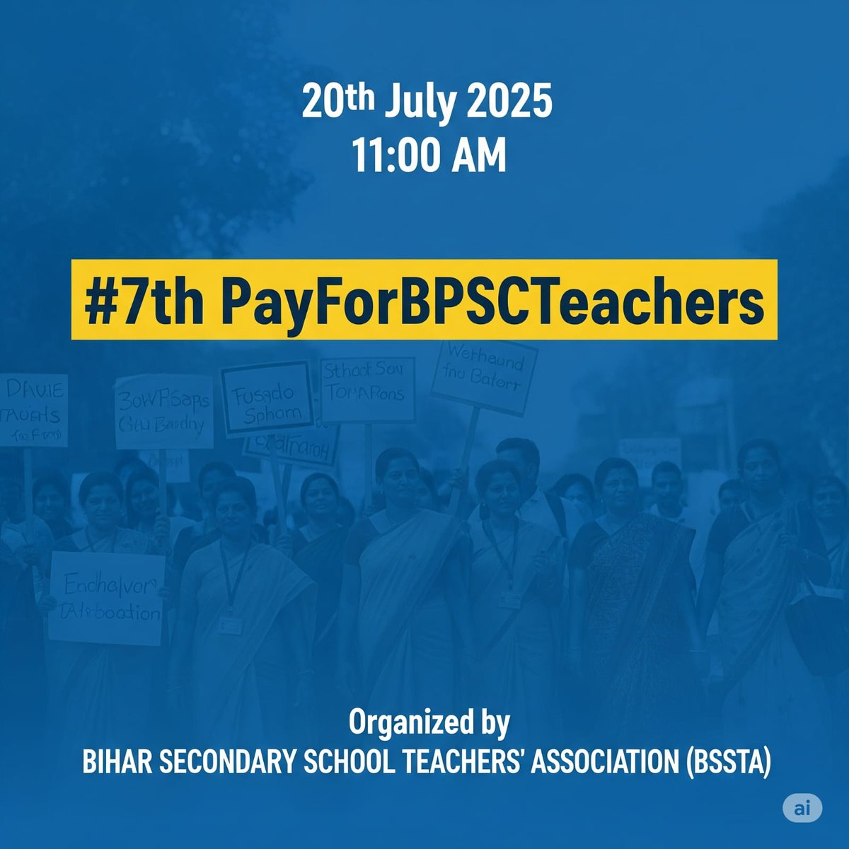 Raise your voice with us.  ✊✊
#7thPayForBPSCTeachers
#7thPayForBPSCTeachers
