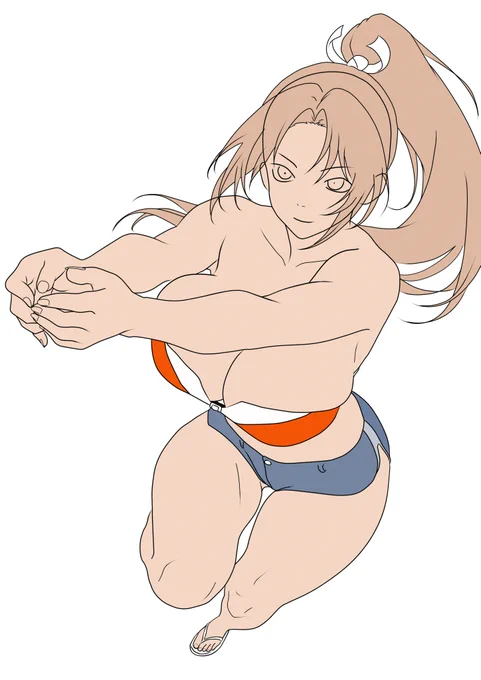 不知火舞ちゃん 途中 暑すぎて色塗りがめんどいです