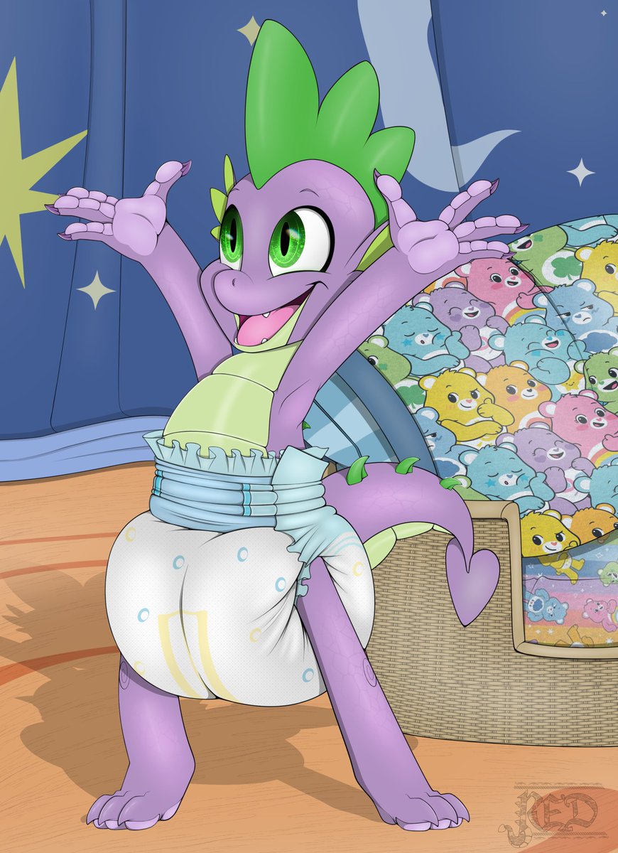 Spike really loves the new bedset Twilight got for him~ Done for a friend C; &lt;3