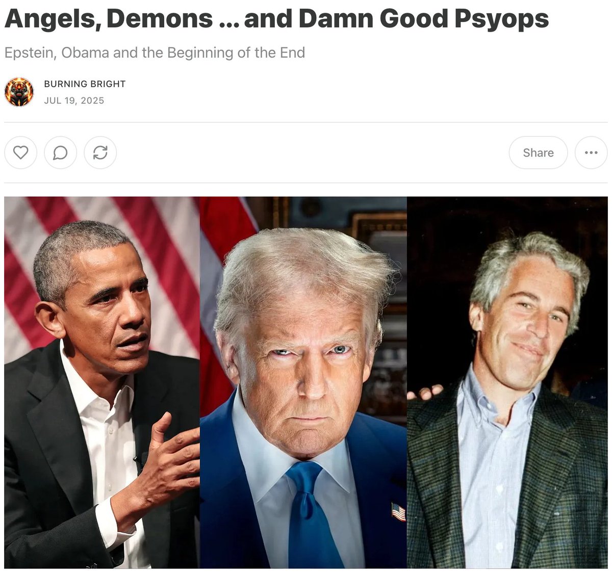 reBurningBright's tweet image. Burning the midnight oil on this one.
Why is Donald Trump bringing us back to the beginning of the story in the midst of a storm unlike any we've seen to date?
Because the choice to know has been yours.
Subscribe for free to get it straight to your inbox Sunday.
Link in bio.
