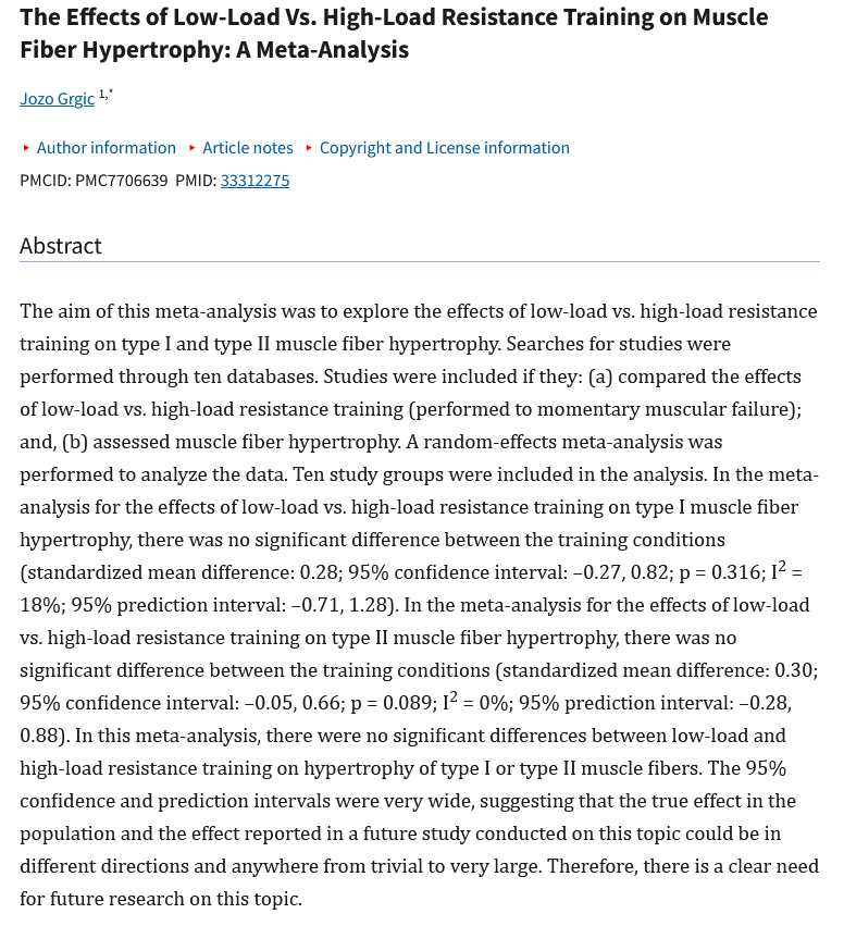 Jozo_Grgic's tweet photo. The Effects of Low-Load Vs. High-Load Resistance Training on Muscle Fiber Hypertrophy: A Meta-Analysis

https://t.co/oTl40WGWTX https://t.co/fEPmklLXQj