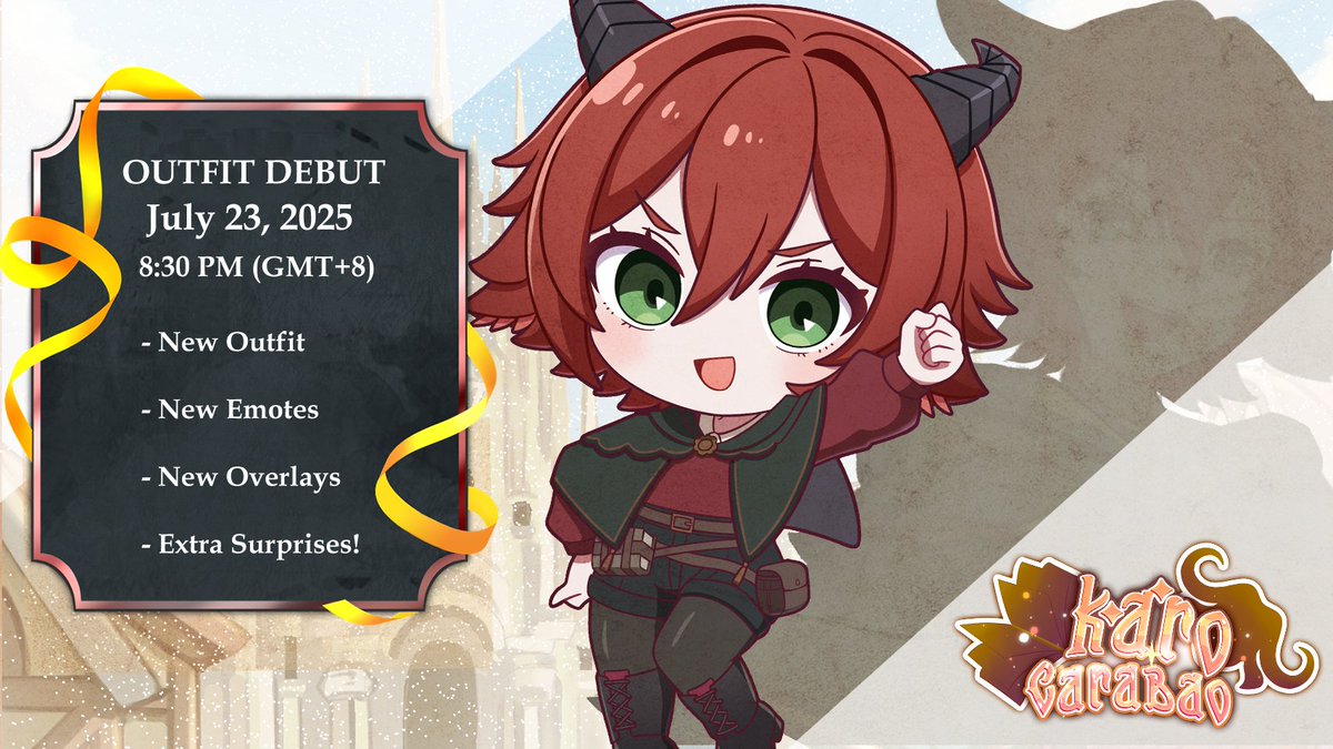 KarolineArts's tweet image. Heyo!
We're finally showcasing the new outfit THAT IS TOTALLY NEW AND NOBODY HAS SEEN BEFORE!!!
Stream shall happen July 23, 8:30 PM (GMT+8) unless technical difficulties occur becuase its me...
#vtuberdebut