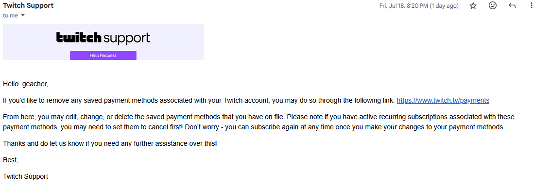 Geacher_'s tweet photo. Still having issues with this twitch subscrion. Given the replies from twitch support I give up. Guess I Will wait to see what happens aug13. https://t.co/6JIHX8VIRD