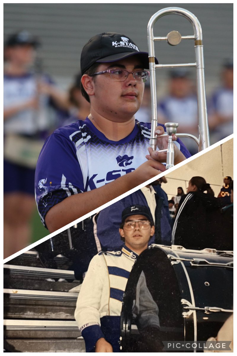 y_alln's tweet photo. My daughter in 2023 (still marching) and my husband circa 1998. Both in their Kansas State marching gear🤗 https://t.co/1Jd37ePTgz