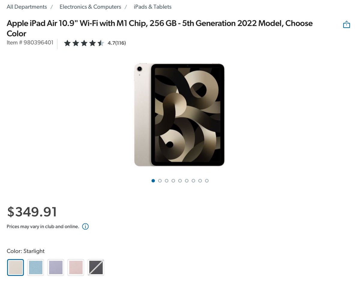 LordOfRestocks's tweet image. ๐ฑApple iPad Air 10.9" Wi-Fi with M1 Chip, 256 GB - 5th Generation 2022 Model now $349.91 via Samโs Club
๐ - link.lordofsavings.com/3ISmwKc
#LRDeal | #AD