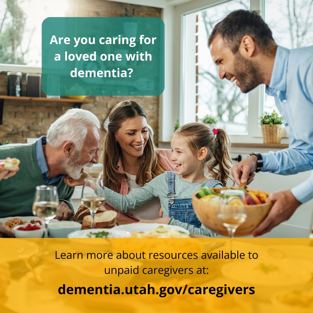 UtahDHHS's tweet image. Do you care for a loved one with dementia? You’re not alone. In Utah, 99,000 caregivers provide 122 million hours of unpaid care to loved ones with dementia each year. That’s an estimated value of nearly $2.3 billion.
Local and national resources may be available for unpaid…