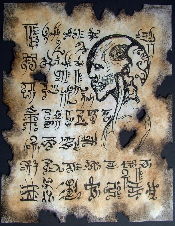 Mrzarono's tweet image. Kathulos laughed wildly again. His fingers began to drum his chair arms and his face gleamed with the unnatural light once more. The red visions had begun to seethe in his skull again.
"Under the green seas they lie, the ancient masters, in their lacquered cases, dead as men…