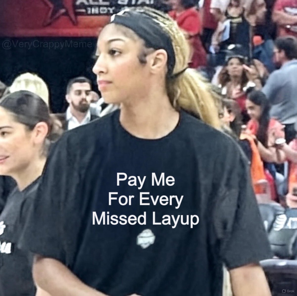 VeryCrappyMemes's tweet image. Angel Reese is the real MVP of the WNBA All-Star Game. She’s going to make BANK.