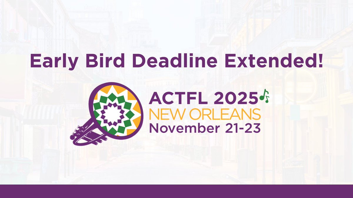 actfl's tweet image. 🚨 Early Bird Rate NOW ENDS AUGUST 15th! 🚨
Register for #ACTFL25 before the early bird deadline flies away: bit.ly/38ENZZS