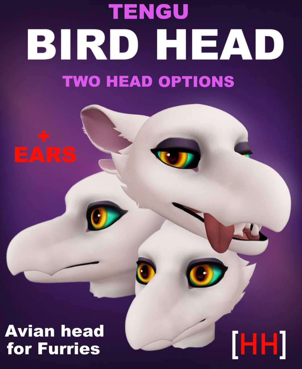 HEY! 

NEW BIRD HEAD FOR SALE!

I wasn't happy with any of the birb/avian heads on Second Life so I made my own!

You get several options to hide fluff, teeth, tongue, and an alternative Toucan head!

Comes with ears if you like them - grab your own in the link below!! ⬇️⬇️