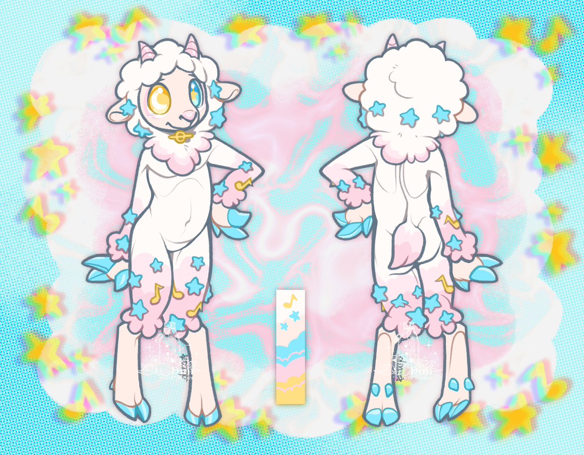 DimNorthNether's tweet image. Like a dreamy cotton candy🤍🩵💗
A reference sheet I did for a sold premade suit!

#furry #furryart