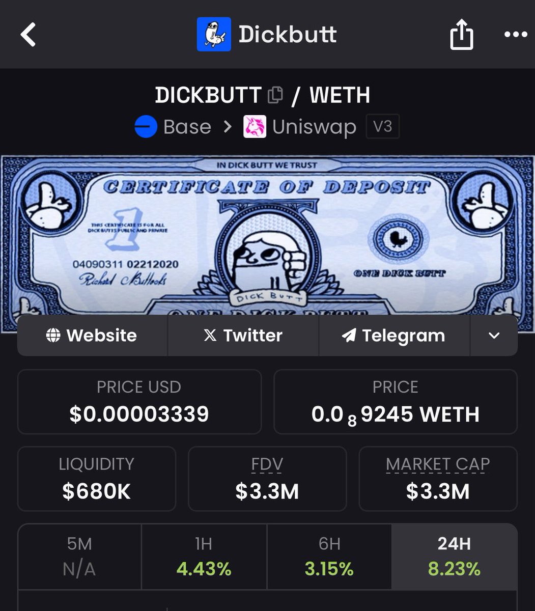 MrDegenWolf's tweet image. Peeps told me the @DickbuttCTO army is the strongest one on @base and it looks like it wants to giga send
Is it true ?