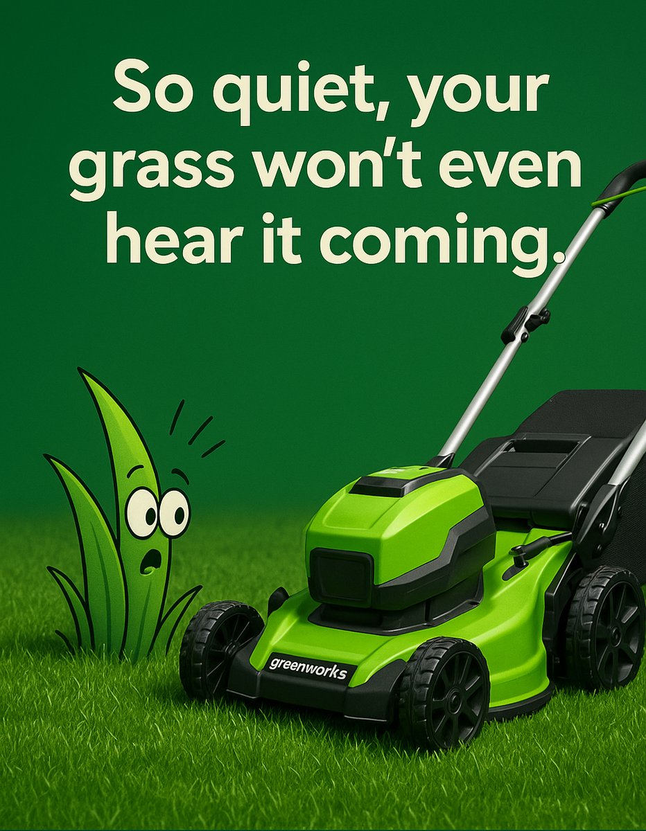 When your mower’s quieter than your thoughts.
💚 So quiet, your grass won’t even hear it coming.
Get clean cuts without the noise — only with Greenworks.
Visit Greenworkstools.ca to power up your lawn game this season.

#GreenworksTools #QuietPower #ElectricMower #LawnGoals