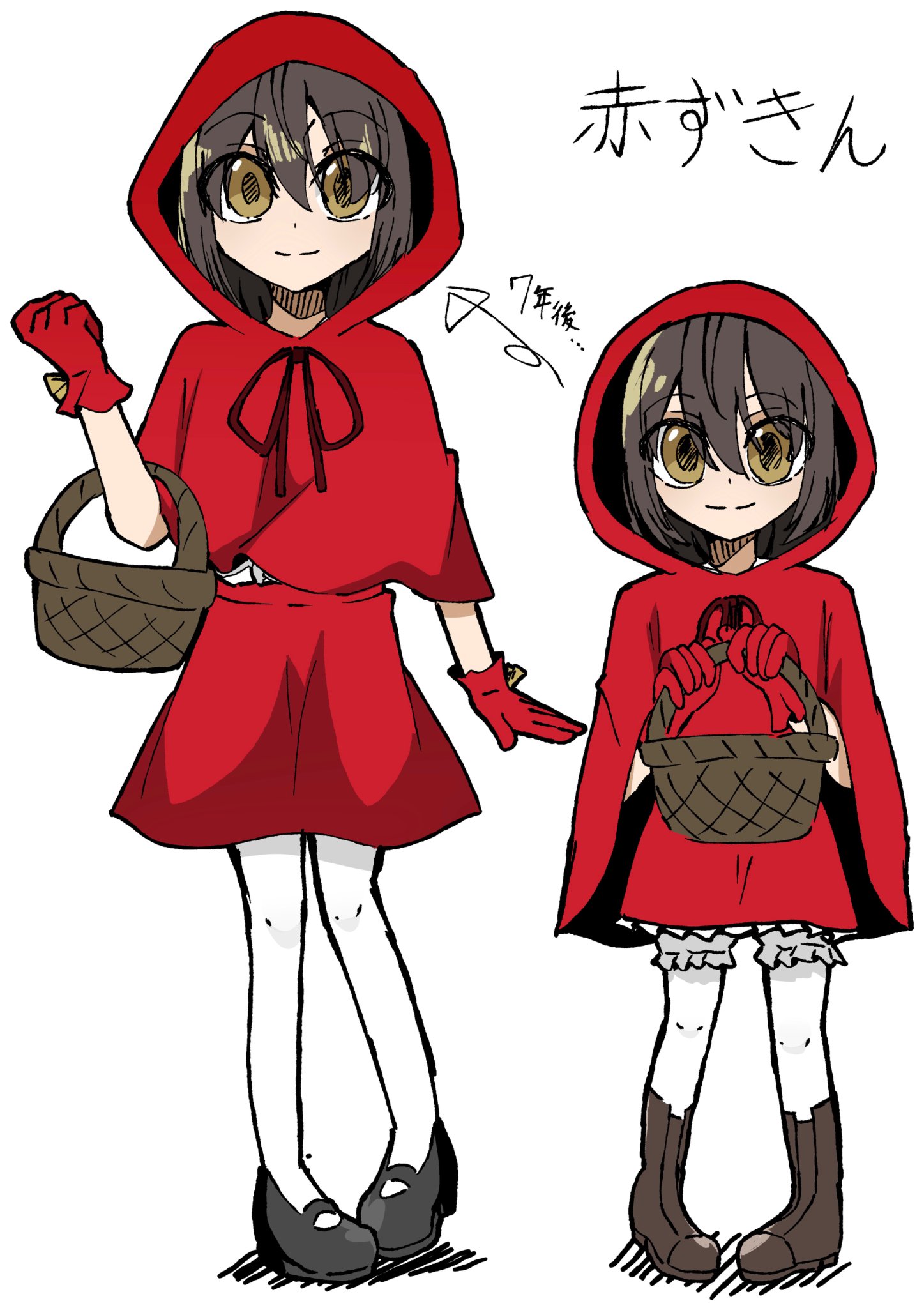 【赤ずきんの逆襲】手描き イラスト アート お得！ 2枚セット赤ずきんちゃん オリジナル手描き原画イラスト