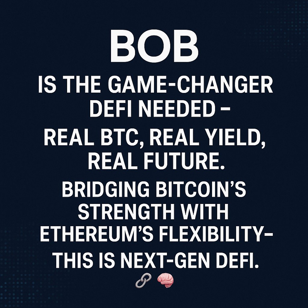 md_shoab66's tweet photo. BOB is rewriting DeFi for everyone — no wraps, no middlemen. 🚀
Real BTC, real yield, real power in your hands.
It’s simple, smart, and built for the future.
Bitcoin’s trust + Ethereum’s flexibility = 🔥
#DeFiRevolution #BitcoinYield #Layer2Power
@build_on_bob @cookiedotfun https://t.co/eyj73JNtwY