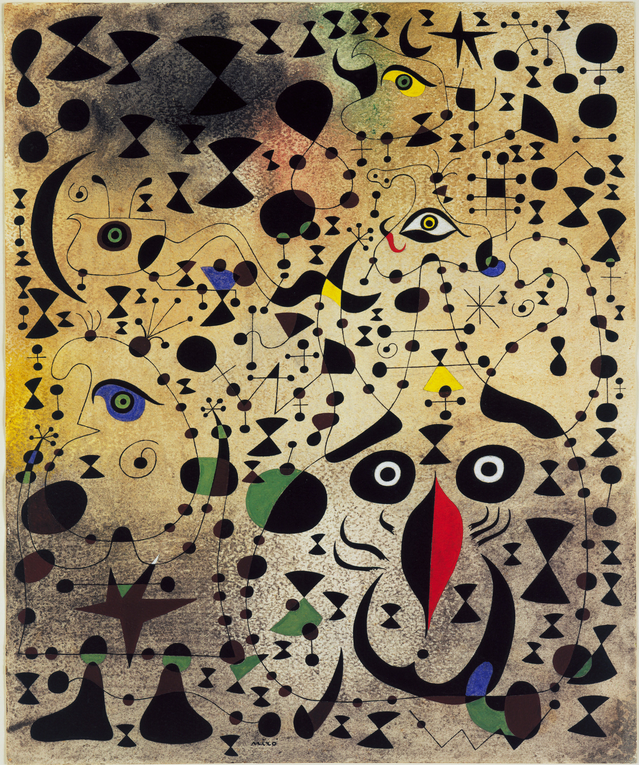 PaulWelsh89's tweet photo. Joan Miró. The Beautiful Bird Revealing the Unknown to a Pair of Lovers, 1941 https://t.co/p5Cap91Ti3