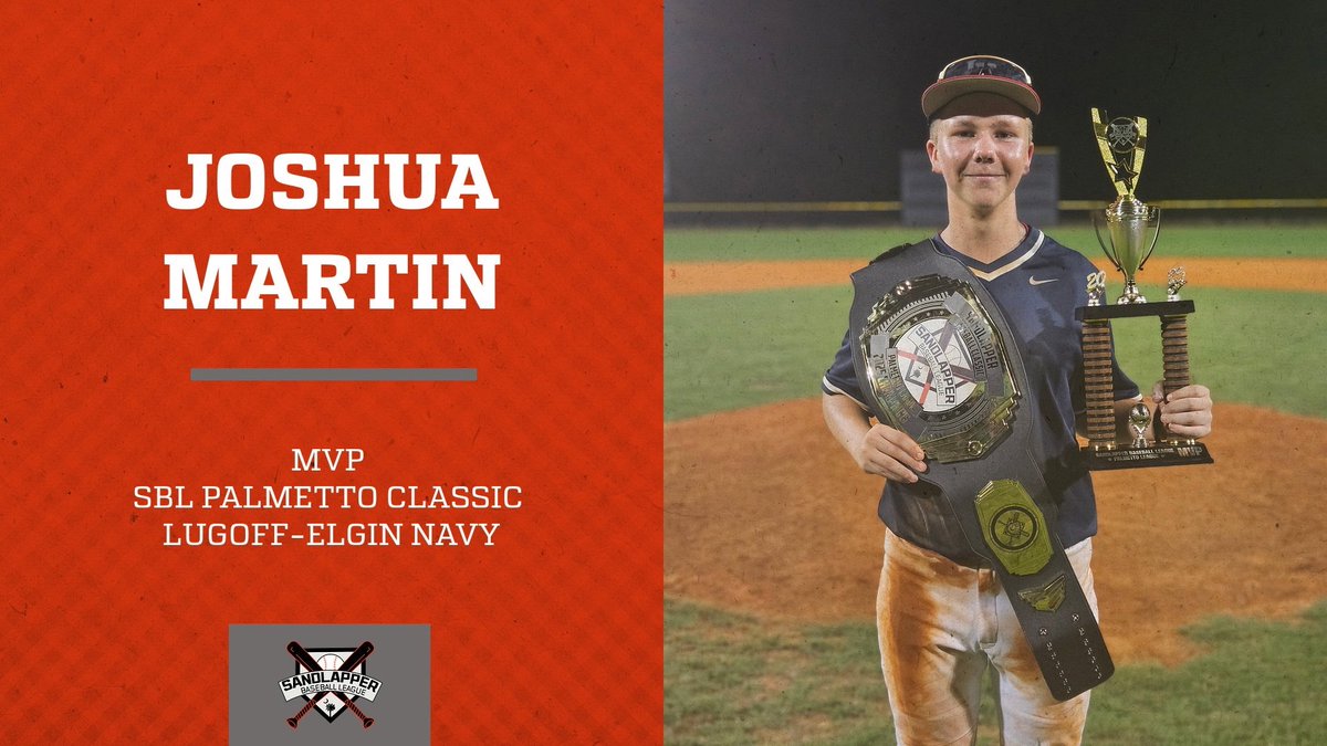 Sandlapbaseball's tweet image. 🌟 MVP ANNOUNCEMENT 🌟

Please join us in congratulating Josh Martin — the 2025 Sandlapper Palmetto League Most Valuable Player! 🏆⚾️

Josh was a force all summer long and delivered again tonight! This MVP earned every bit of the spotlight.

Well deserved, Josh! 💪…