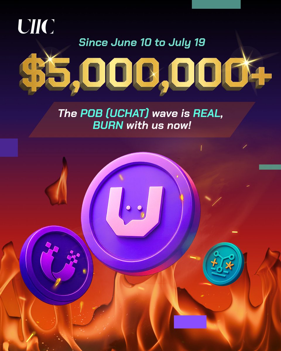 🔥🔥 *$5,000,000 Burned* 🔥🔥
Since launching on June 10, UI POB (UChat) has been on a non-stop burn streak 😍

The total on-chain net value has surpassed $5,000,000+ USD!

All thanks to our community of hardcore burners! 🤑💸

Proof of Burn (POB UCHAT) isn’t just a concept —