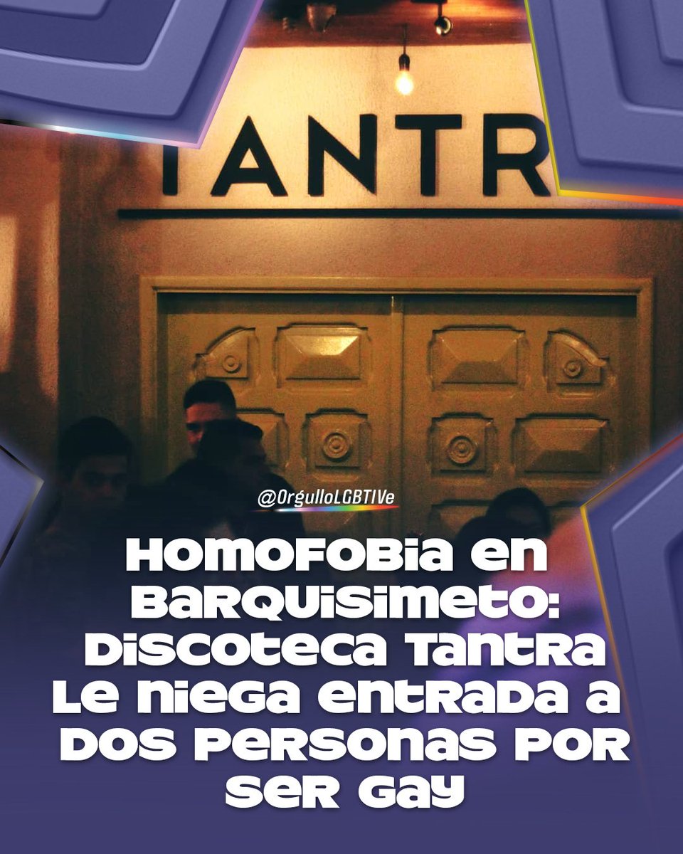 OrgulloLGBTIVE's tweet image. Discriminación en Tantra
Anoche, dos jóvenes fueron víctimas de homofobia en la discoteca Tantra de Barquisimeto. La Seguridad les negó la entrada por ser homosexuales....

instagram.com/p/DMUDXavoJYY/…