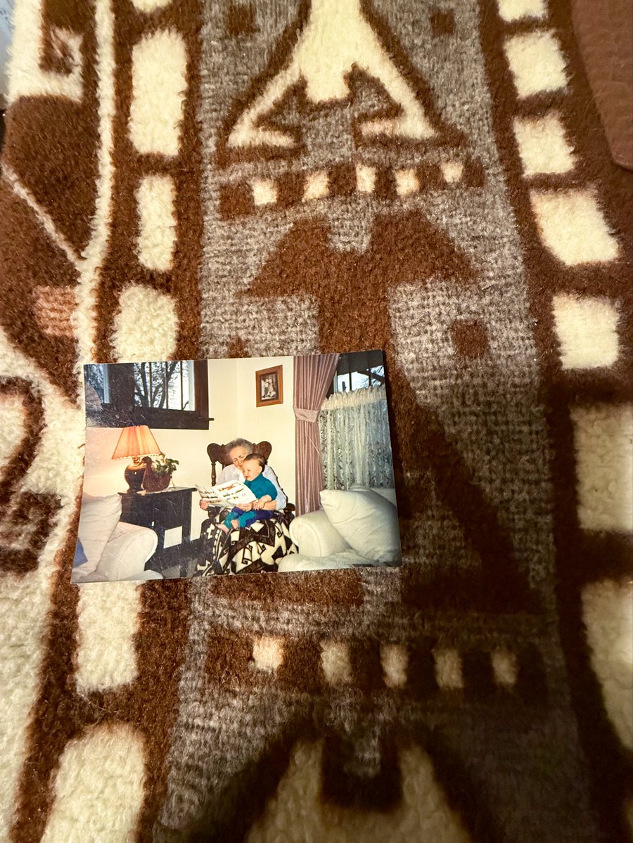BrettWCain's tweet image. My grandmother passed away when I was two and I have no memory of her but I have this photograph and I still have the same blanket over 3 decades later.