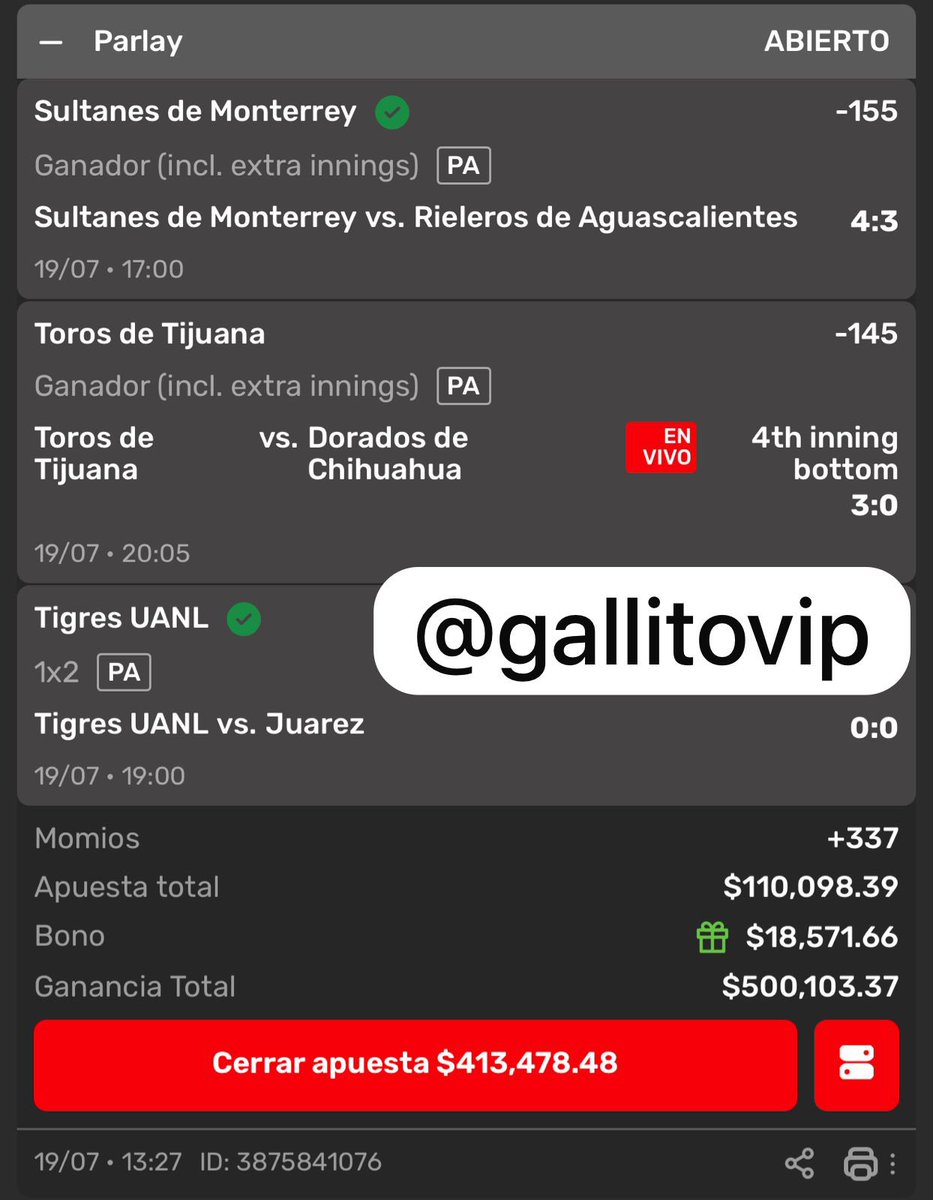 SI GANAN LOS TOROS VAMOS A GANAR MEDIO MILLÓN DE PESOS Y TENDREMOS DÍA PERFECTO EN MIS GRUPOS PREMIUM❤️

SE VIENEN REGALOS AL AZAR 🤑