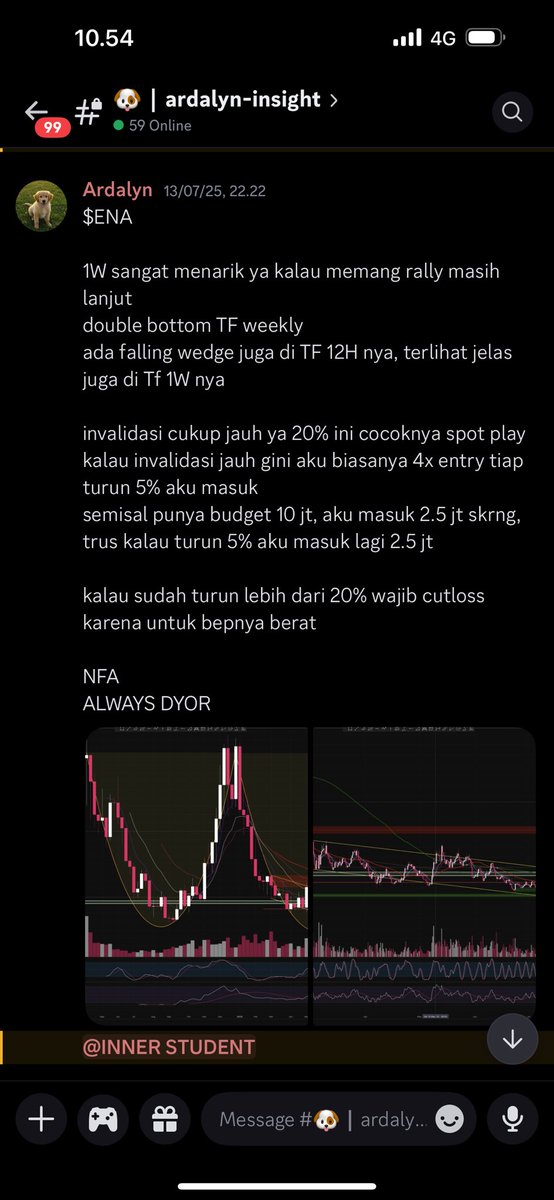 Ardalyn_'s tweet image. DAY 8 IN ARDALYN INNER CIRCLE
Tanggal 13 juli 2025 aku share outlook mengenai $ENA yang sangat menarik di TF 1W nya dan TF 12H
Tanggal 16 juli 2025 aku reminder lagi dan share outlook mengenai $ENA yang potensial breakout
Dan hari ini tanggal 20 juli 2025 $ENA NAIK 23.8%…