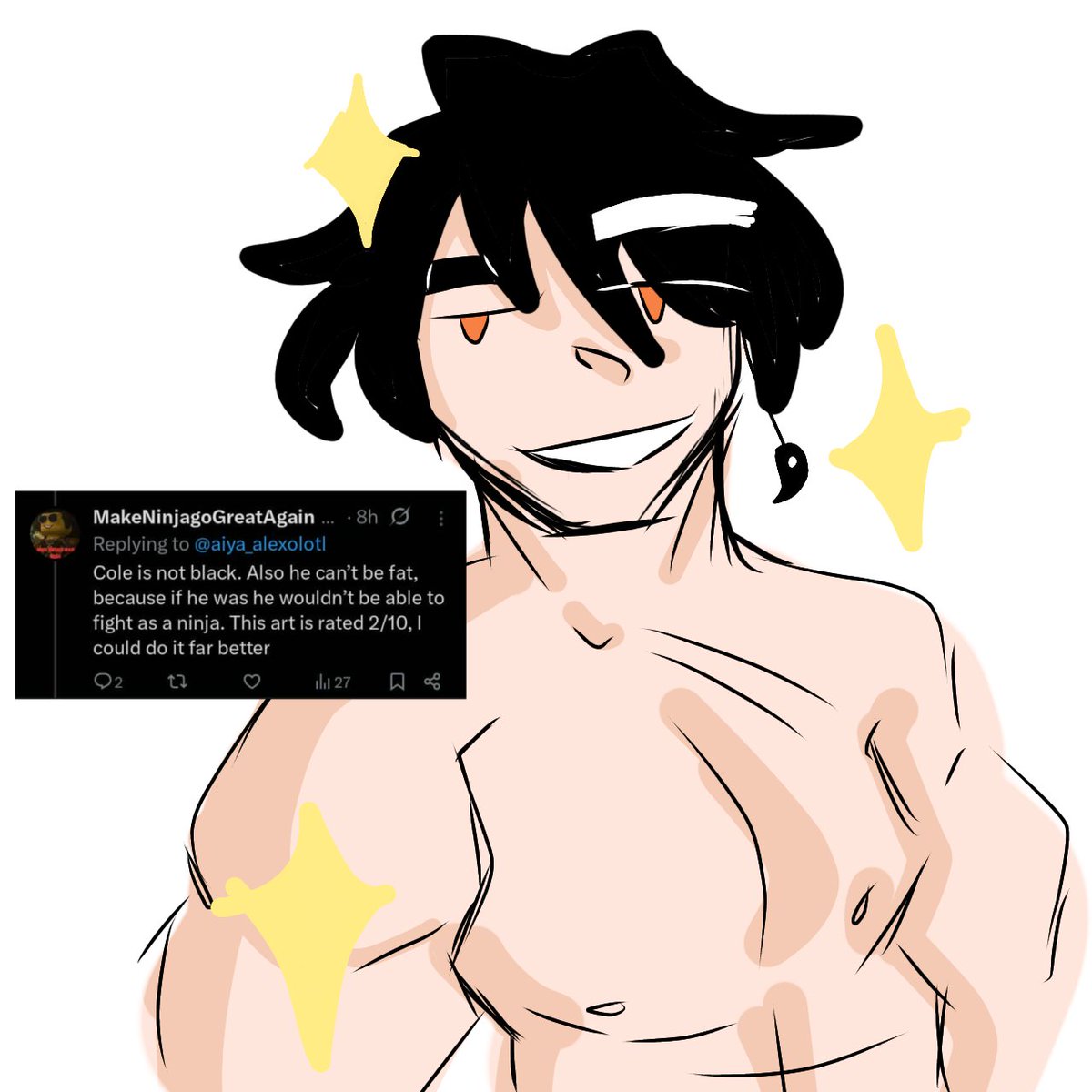 I am so sorry for drawing Cole black + give him a dad bod. As a form of my apology, I redesigned him based on rightacross1's vision. #colebrookstone #coleninjago #ninjago #ninjagofanart #help