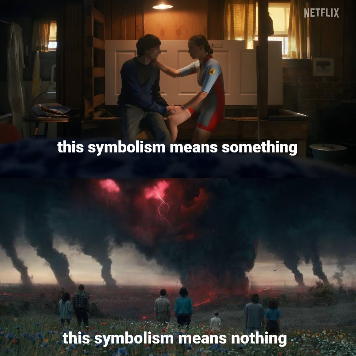 slyybyers's tweet image. And when Mike lifts his arm to touch El’s, ultimately breaking that “heart” in two then what?💀