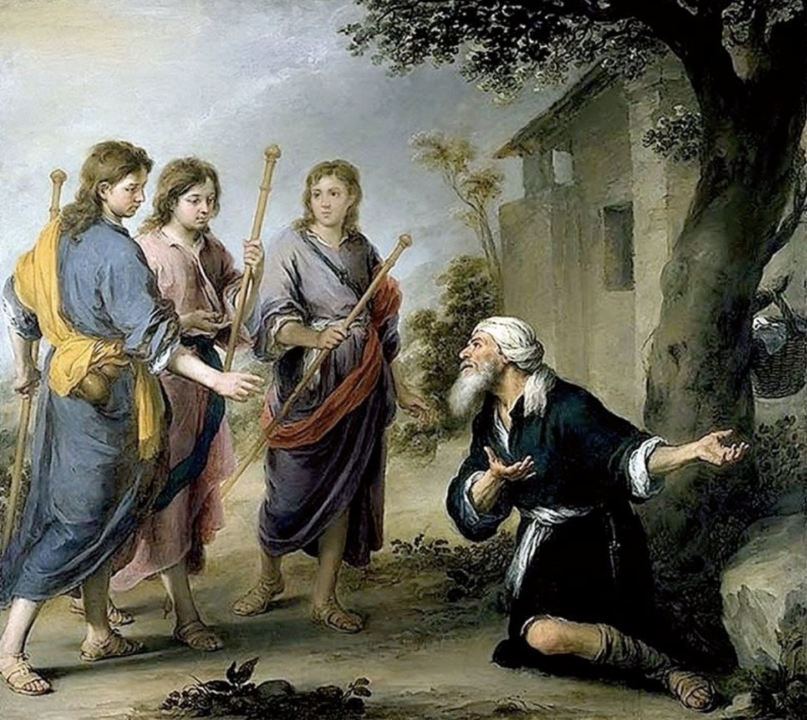 MarekJanPytko's tweet photo. "Pan ukazał się Abrahamowi pod dębami Mamre, gdy ten siedział u wejścia do namiotu w najgorętszej porze dnia. Abraham, spojrzawszy, dostrzegł trzech ludzi naprzeciw siebie. Ujrzawszy ich, podążył od wejścia do namiotu na ich spotkanie."
Rdz 18, 1n https://t.co/lukCquEC3a