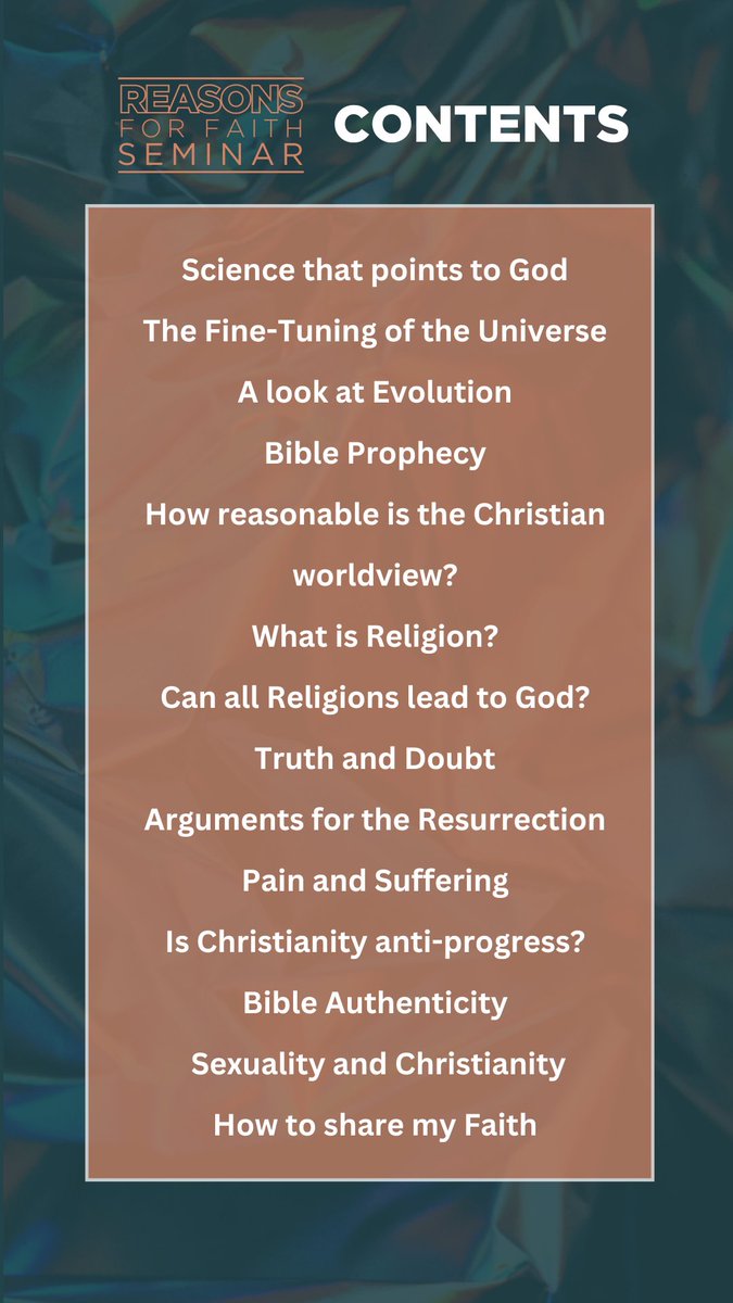 ThinkingNZ's tweet image. WHAKATĀNE | Reasons For Faith Seminar
🗓️ Fri 25 July (7–9:30pm) & Sat 26 July (9am–4:30pm)
📍 Titoki Christian Healing Centre, Poroporo
💵 $65 incl. lunch
📧 Register: info@titoki.co.nz