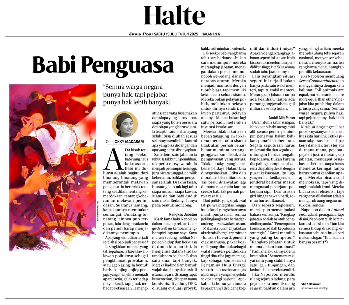 Ada babi yang haus kekuasaan, menindas dan sewenang-wenang. Tapi ini bukan tentang babi.

BABI PENGUASA