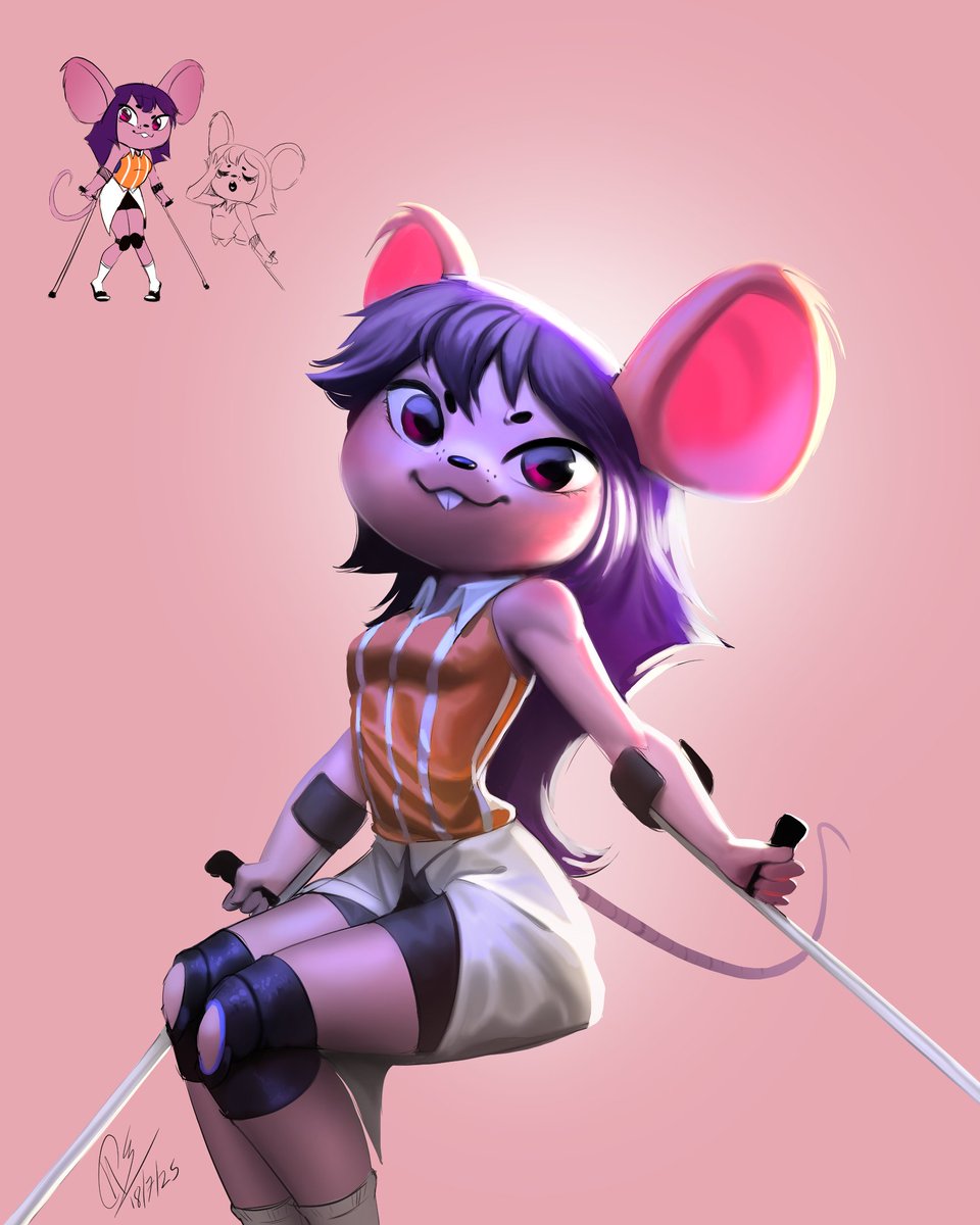 Nessrpe's tweet image. She is Cassie, a broken rat, for the project ADD