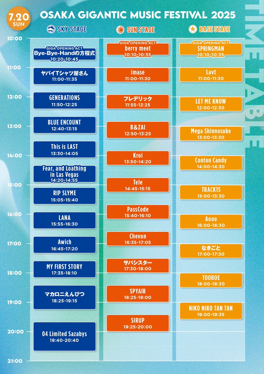 Conton_Candy's tweet image. 🌞 𝙏𝙤𝙙𝙖𝙮’𝙨 𝙇𝙞𝙫𝙚 🌞
2025.07.20(Sun.)
OSAKA GIGANTIC
MUSIC FESTIVAL 2025
📍大阪・万博記念公園 ジャイガ特設会場
Conton Candyはこの後、
14:00〜BASE STAGEに出演!
水分補給!塩分補給!
超絶待ってるね!
#ジャイガ #ContonCandy