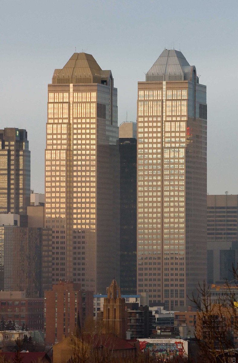 miketgould's tweet image. Fun fact about Calgary: We have our own twin towers that look like crayons! :)