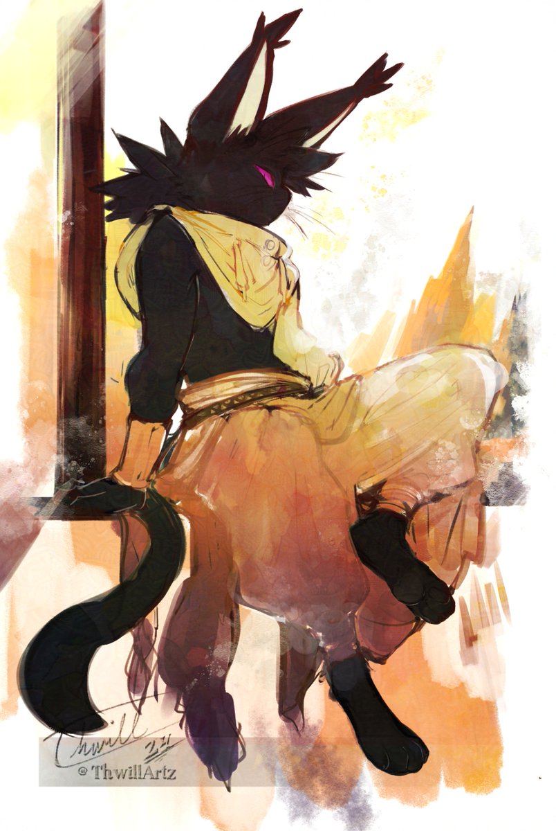 ThwillArtz's tweet image. My Desert Catfolk boy ⏳🐈⬛