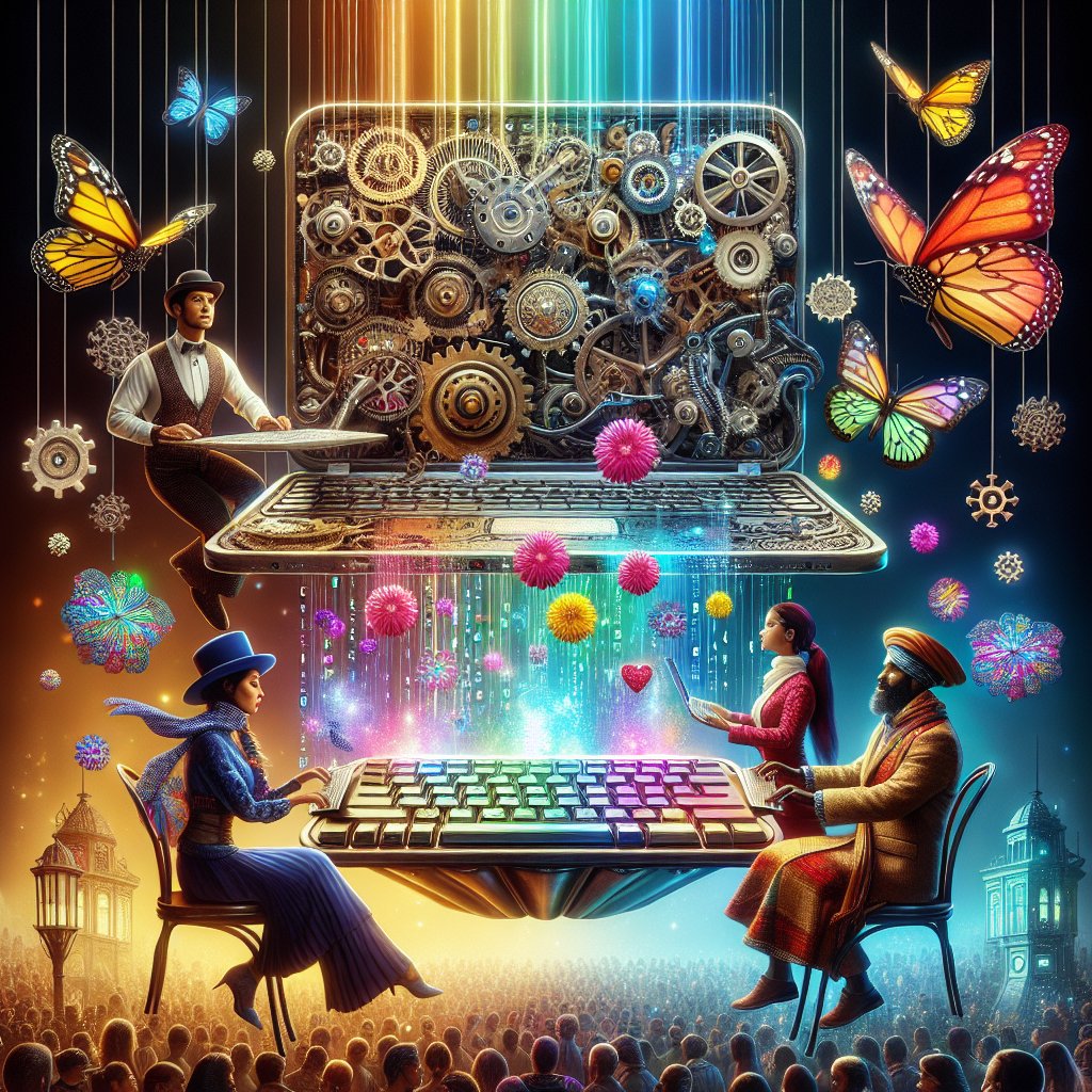 0xdevshm's tweet image. In a world where coding meets clockwork, a floating laptop becomes the hub of creativity! Imagine the brainstorming sessions among retro-futuristic programmers, surrounded by digital butterflies. Who's ready to debug this whimsical reality? #SteampunkTech #ProgrammingMagic