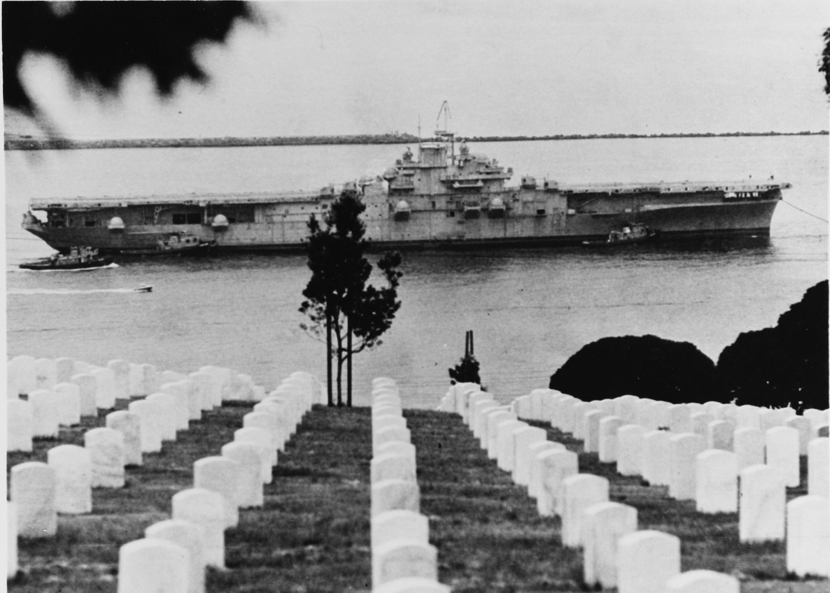 #OTD in 1973, the ex-USS Bunker Hill (CV-17) began her final voyage to the scrapper's yard. After earning 11 battle stars during WWII, the Bunker HIll was decommissioned in 1947 and stricken from the Naval Vessel Register in 1966.