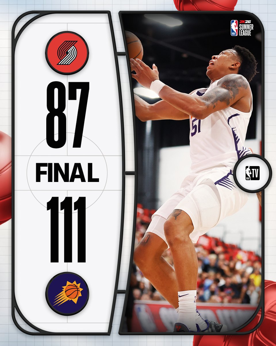 NBATV's tweet image. Ending their #NBA2KSummerLeague run with a win is the @Suns as they took down Portland 👏
