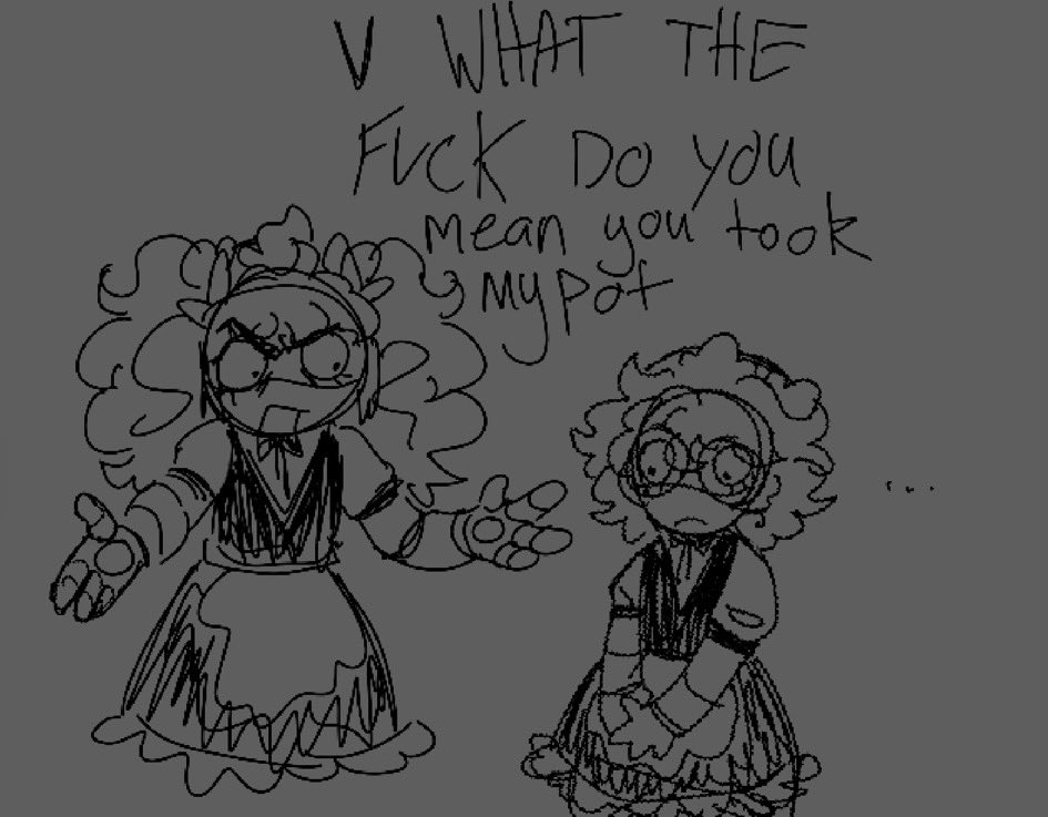 duskgloomseaa's tweet image. Main can have my j and v murder drones doodle too