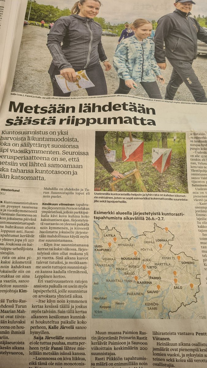 Päivän <a href="/turunsanomat/">Turun Sanomat</a> kirjoittaa kuntosuunnistuksesta 👍