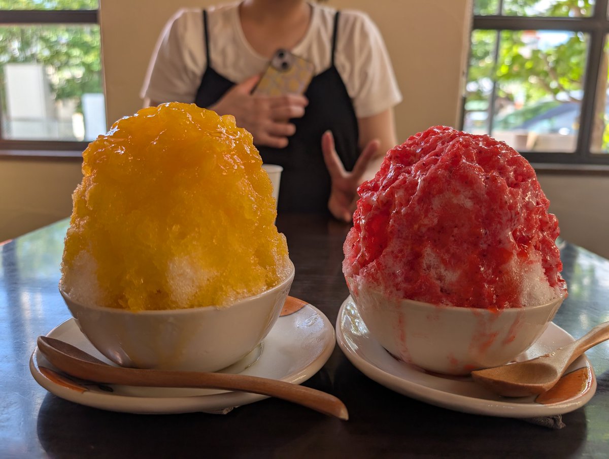 YM6323's tweet image. 昨日、美味しそうなツイート見たし、暑いからかき氷食べたくなって、来た🥰
イェーイ🥳