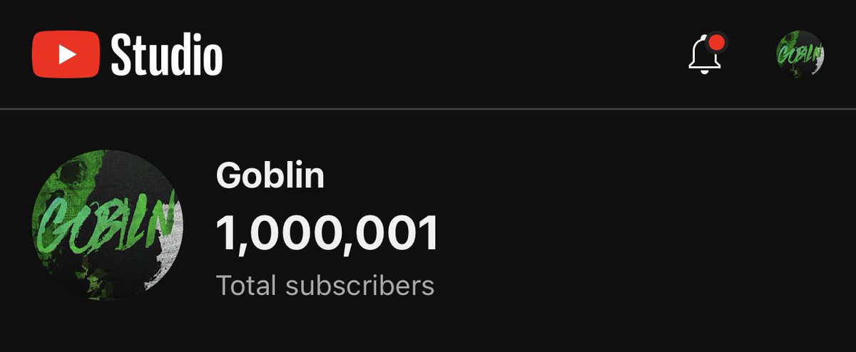 TheGoblinnn's tweet image. 1,000,000 Subscribers
I have been chasing this for the better half of my life. I made my first video when I was 12, I’m 26 now. This high must be how athletes feel when they win at the Olympics. Thank you all - I’m not going anywhere anytime soon 💚🫡