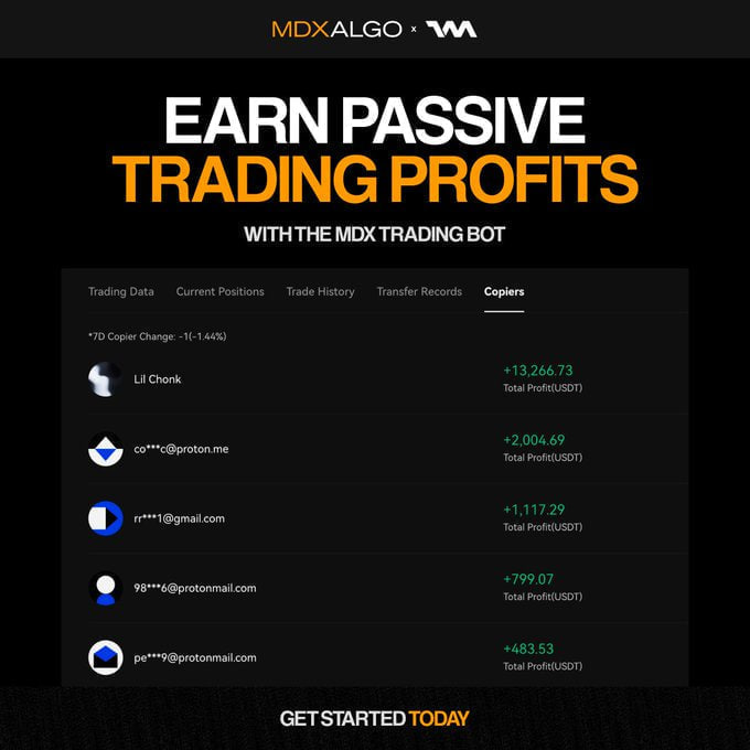 MDX_ALGO's tweet image. Our FREE MDX HODL Bot is designed to automate your trades and catch key market moves 24/7.
Say goodbye to missed opportunities and let our bot handle the heavy lifting for.
Join here - mdxalgo.com/tradingbot