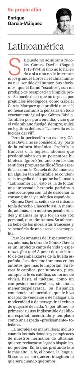 Gómez Dávila también es ejemplar en esto: muestra (involuntariamente) la profundidad del alma de lo hispánico.

diariodecadiz.es/opinion/articu…