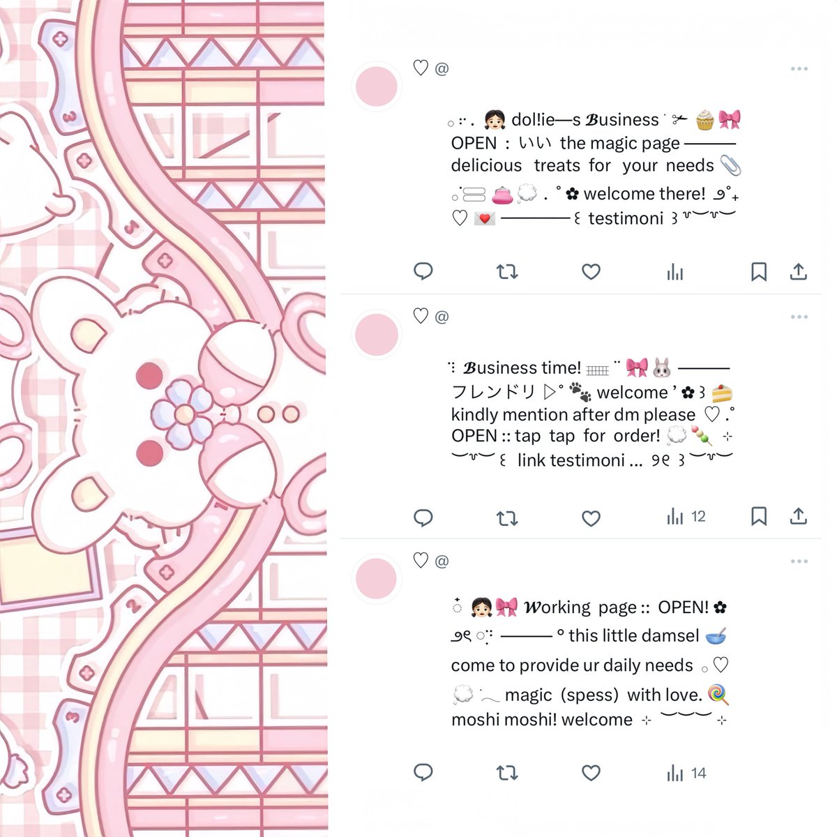 anodmali's tweet image. ⠀
ꔛ 𓈒˚  ⊹    help retweet? tysm!   ⊹

⁺ 𓂋 𓈒 🐾  halo! aku bawain pinned wording ready stock for BA . . .  🎀🧁  bisa kamu jemput with price only IDR. 5.500 ▷˚﹢ 🍭👛 check ALT for more  ୧ ׅ ࣪ ⊹ ketuk DM untuk order ₊˚ ♡۫  💭🥣

♡ ꒰   #zonauang   ׂ꒱ ♡
⠀